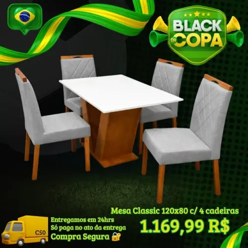 Mesa Classic c/4 cadeiras (Pague na entrega)