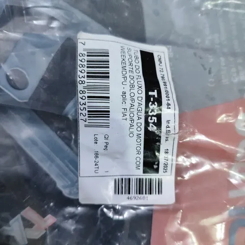 Tubo fluxo água, linha Fiat