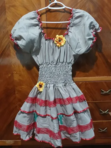 Vestido Adulto Cangaceira Maria Bonita para festa junina 
