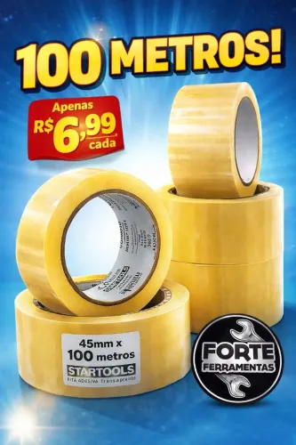 Fita Larga Adesiva 45Mm X 100 Metros Para Embalar Startools