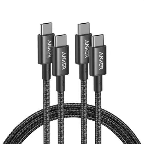 2 Cabos USB-C para USB-C Anker 100W 1,8m. Caixa com 2 Unidades novas e lacradas