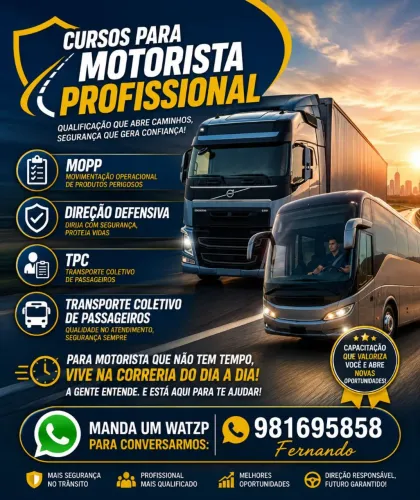 Certificado para profissionais, motorista de carreta , caminhão e ônibus