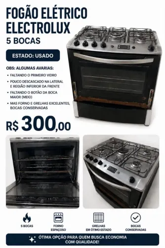 Fogão 5 bocas Eletrolux