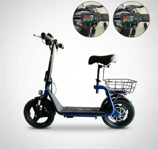 Scooter Elétrica 48V Com Banco, Cestinha e Caixa de Som Bluetooth 