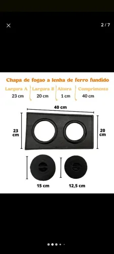 Chapa de ferro fundido para fogão a lenha 23x40x20