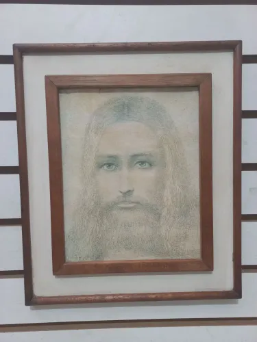 Quadro antigo reprodução Cristo 30x35