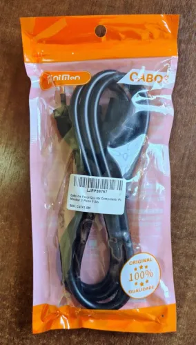 Cabo De Força Tripolar Padrão Abnt 2p+T 10a CPU ATX Computador PC Monitor 1,5mt 127/220V