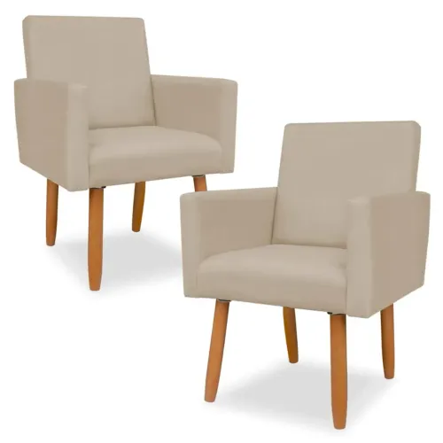 Kit 2 poltronas Nina Bege PROMOÇÃO