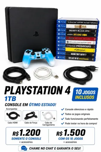 PlayStation 4 Slim 1TB + 10 Jogos Originais