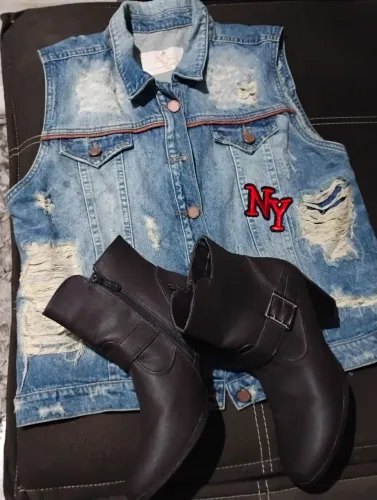 Colete jeans Tam G