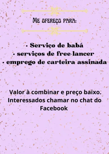 Ofereço meus serviços, valor a combinar