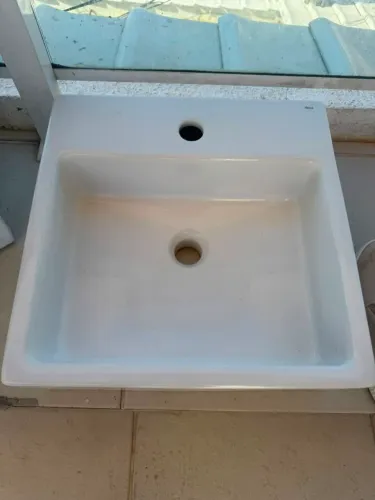 Cuba De Semi Encaixe Com Mesa - Deca Acabamento Brilhante Cor Branco
