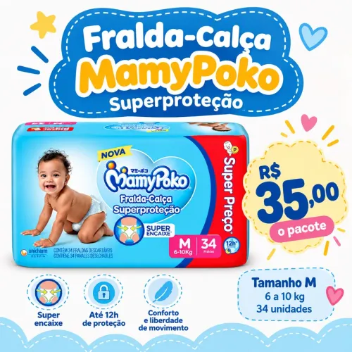 FRALDA-CALÇA MAMYPOKO SUPERPROTEÇÃO - TAMANHO M
