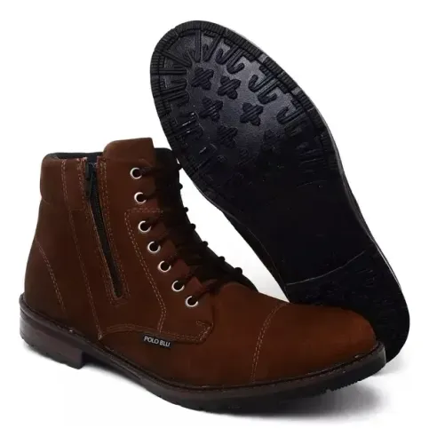 Coturno Masculino Couro Legitimo Elegante Confortável Coturno Masculino Couro Legitimo Ele