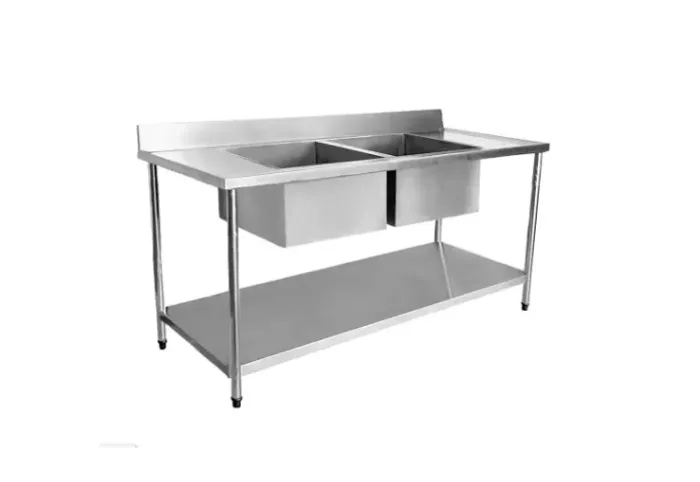 Pia Industrial com 2 Cubas Grandes Aço Inox (produto novo)