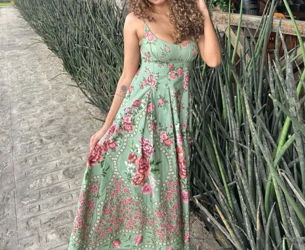 Vestido Farm P alça romance