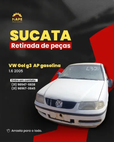 SUCATA VW GOL G3 1.6 AP GASOLINA 2005