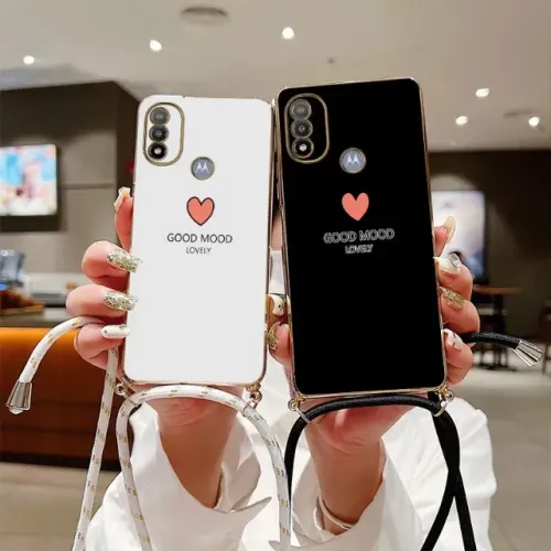 Capa Para celular com Cordão Moto Motorola E20 E7 E22 E6S E7 Power G8 Play G8 COR PRETA.
