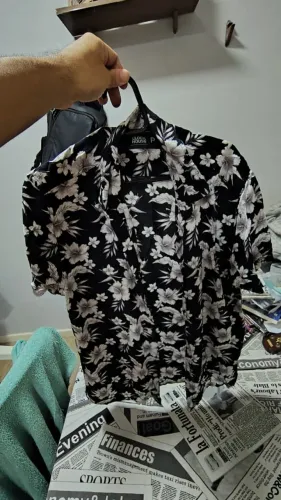 Camisa Florida Social Preto e Branco P -  Masculino Brechó