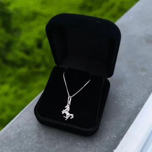 Corrente de prata feminina com pingente de cavalo - Prata 925k com garantia eterna