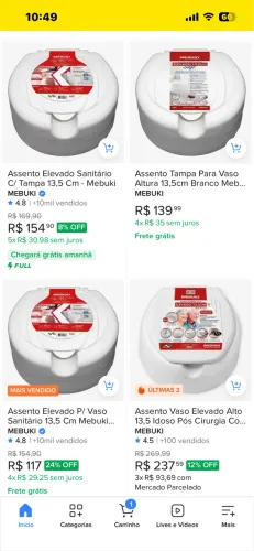 Tampa alta para vaso sanitário 13,5