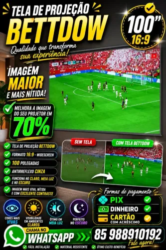 Tela de projeção bettdow 100pol cinza novas 