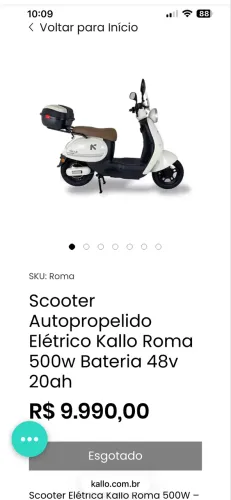 Scooter elétrica Kallo Roma 4 meses de uso 