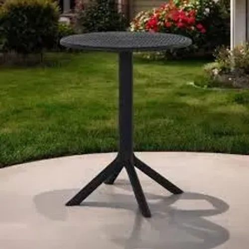 Mesa De Jantar Drops Redonda Para Área Externa Preta - 60cm com proteção UV Suporta Sol 