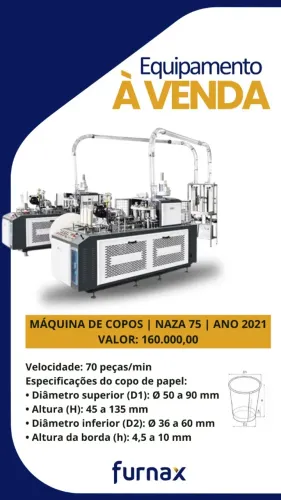 MÁQUINA DE COPOS - NAZA 75 - ANO 2021