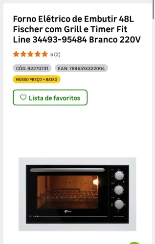 Forno elétrico de embutir 