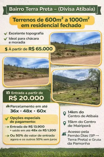 Portão/Atibaia: Terrenos com Acesso Fácil e Pagamento Facilitado