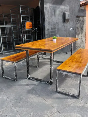 MESA + 2 BANCOS GOURMET ÁREA DE LAZER JANTAR