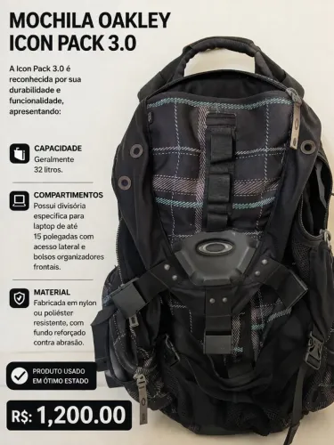 Mochila oakley icon Pack 3.0 usada