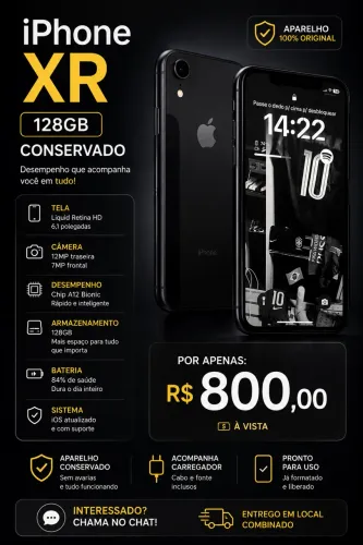 iPhone XR 128GB | Conservado | Bateria 84% | R$ 800