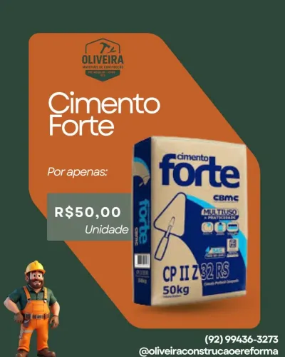 Cimentos - 50,00 reais a saca