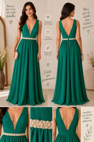 VESTIDO DE FESTA VERDE ESMERALDA