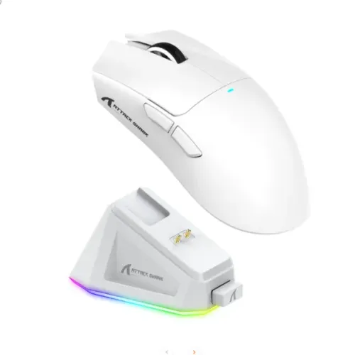 Mouse gamer sem fio shark attack x11 com base carregamento