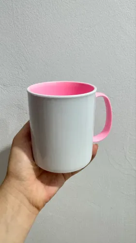 CANECA POLÍMERO ALÇA E DENTRO ROSA 