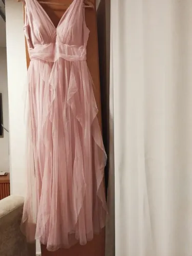 Vestido longo rosa bebê
