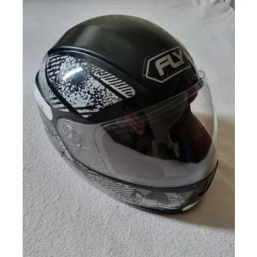 Capacete de FLY Flash F9 tamanho M(58) Preto Gráfite Motocicleta FILANTRÓPIA CURITIBA