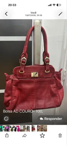 Bolsa vermelha/vinho couro 