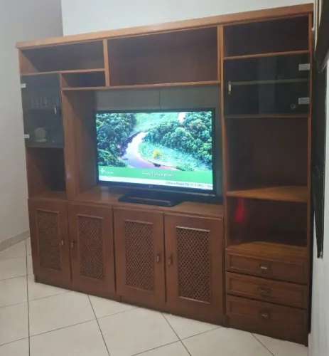 Estante Antiga Vintage em Madeira Cerejeira Maciça | 2,10 m | Anos 80