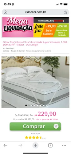 Pilow Top cama padrao