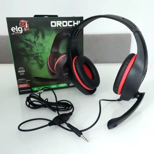 Fone Headset Gamer Vermelho Orochi ELG Cabo P3 1,8m