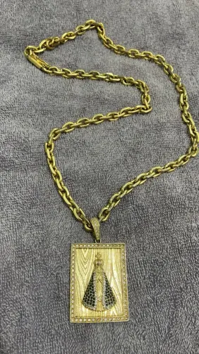 Vendo corrente folheada a ouro cravejada 8mm Nossa Senhora de Aparecida