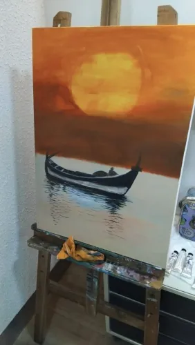Quadro barco no mar