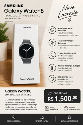 Samsung Smartwatch 8 novo lacrado