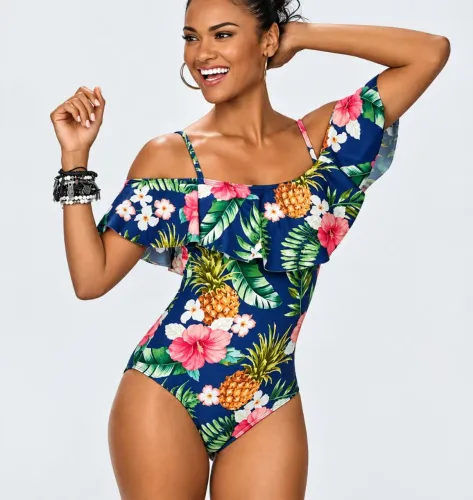 DeMillus Body Maiô Babado Tropical