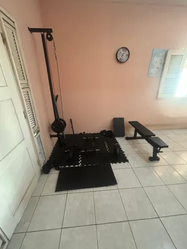 Academia Completa para Casa - 44 kg em Anilhas + Banco + Puxador + Acessórios