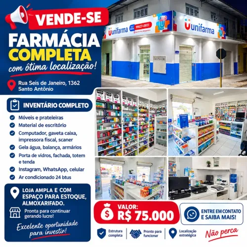 Vende-se Farmácia Completa com mercadoria